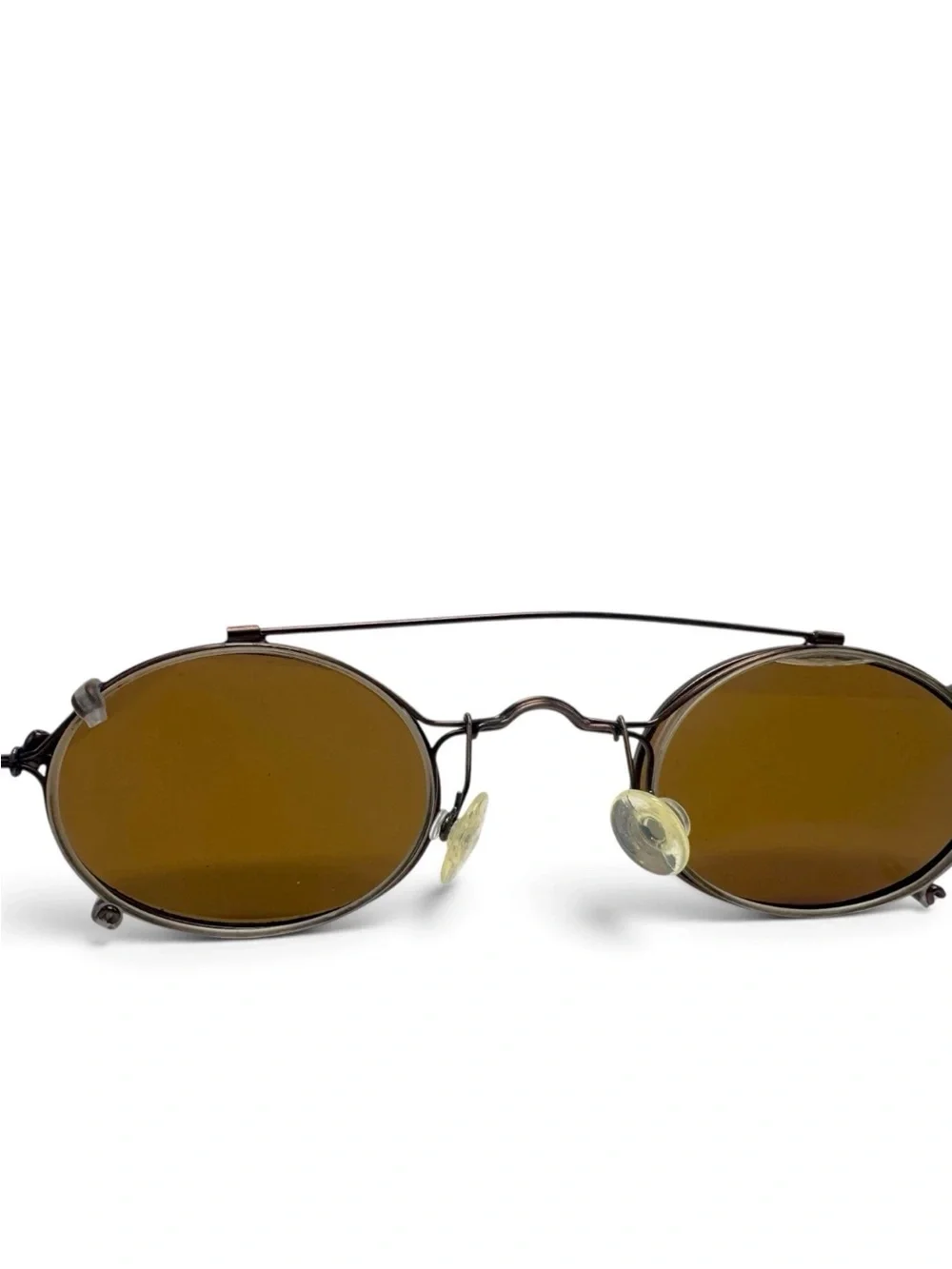 Vintage Oval Sunglasses Brown Tint Wire Metal Frame 44-25-125 Unisex